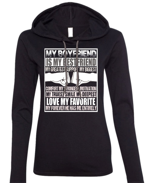 My Boyfriend Is My Best Friend T Shirt, Love My Favorite T Shirt (Anvil Ladies Ringspun Hooded)