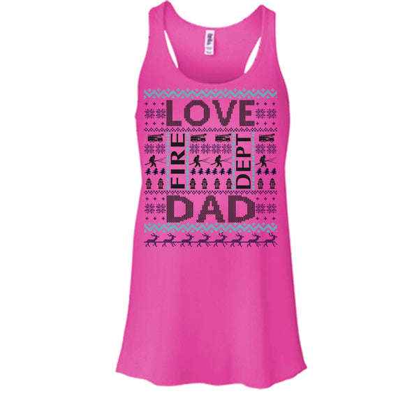 Love Fire Dept Dad T Shirt, Merry Christmas Gift Tank Top