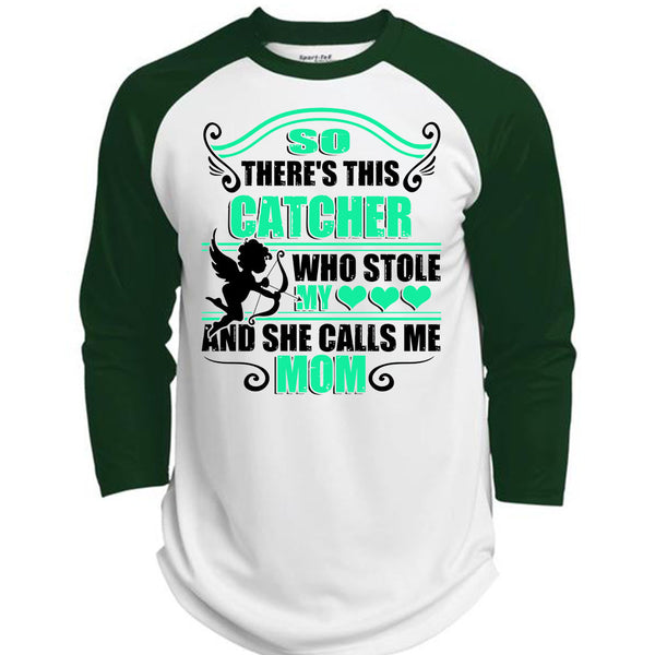 So There's This Catcher Who Stole My Heart T Shirt, Being A Mommy T Shirt, Awesome T-Shirts  (Polyester Game Baseball Jersey)