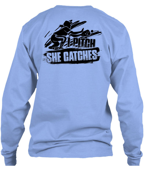 I Pitch She Catches T Shirt, I Love Softball T Shirt