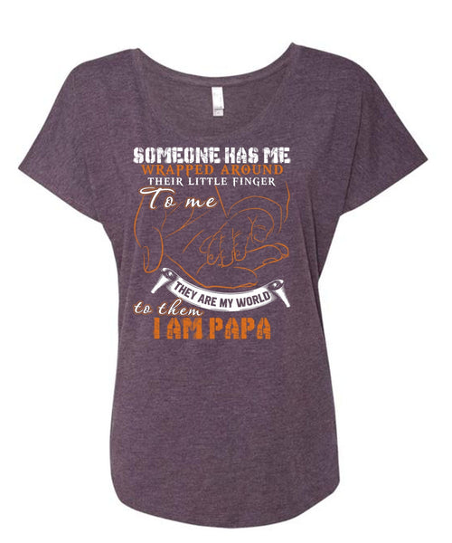 I Am Papa T Shirt, They Are My World T Shirt, Cool Shirt (Ladies' Triblend Dolman Sleeve)