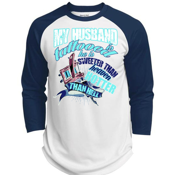 My Husband Is Tattooed T Shirt, I Love Husband T Shirt, Awesome T-Shirts  (Polyester Game Baseball Jersey)