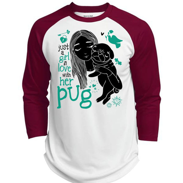 Just A Girl In Love With Her Pug T Shirt, I Love Dog T Shirt, Awesome T-Shirts  (Polyester Game Baseball Jersey)