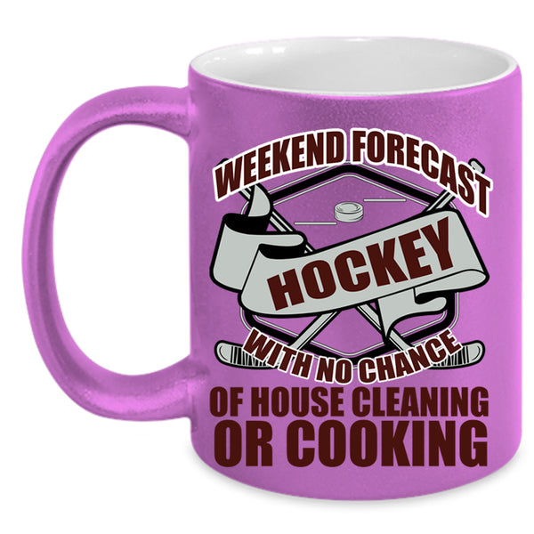 Cool Sporty Coffee Mug, Weekend Forecast Hockey Accent Mug