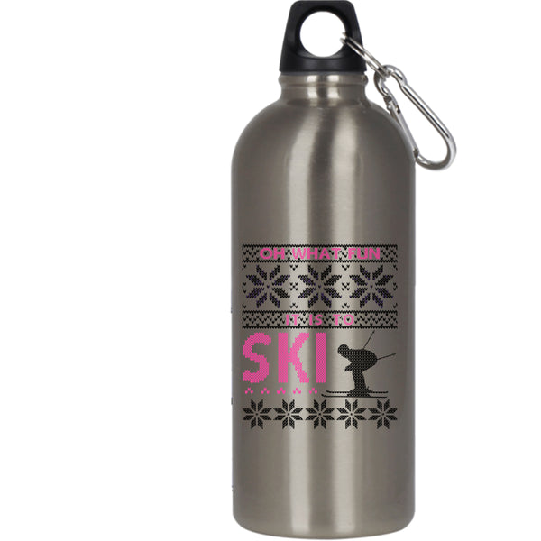 Oh What Fun It Is To Ski 20 oz Stainless Steel Bottle,Funny Christmas Outdoor Sports Water Bottle