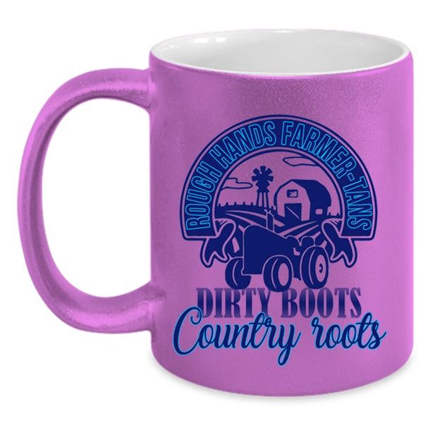Dirt Boots Coffee Mug, Rough Hands Farmer Tans Accent Mug