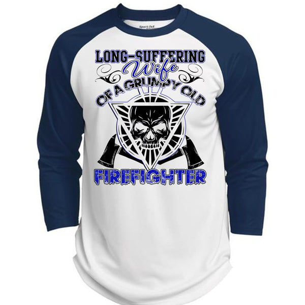 Long - Suffering Wife T Shirt, I Love Firefighter T Shirt, Awesome T-Shirts  (Polyester Game Baseball Jersey)