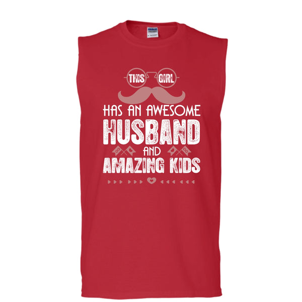 This Girl Has An Awesome Husband T Shirt, Husband T Shirt, Cool T Shirt (Men's Cotton Sleeveless)