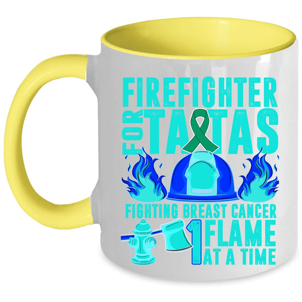 Cute Firefighters Coffee Mug, Firefighter For Tatas Fighting Breast Accent Mug