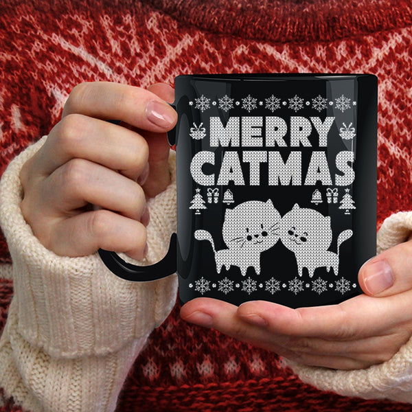 Merry Catmas Coffee Mug, Cute Gift For Cat Lovers Coffee Cup