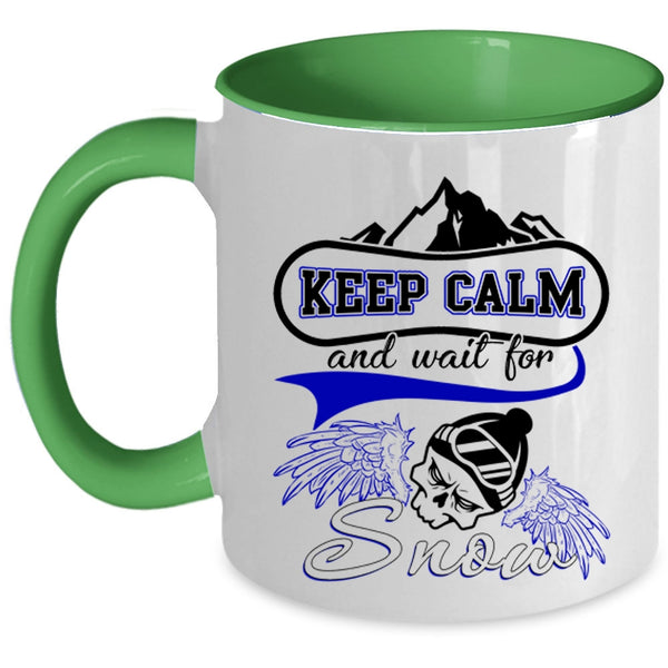 Funny Skiing Coffee Mug, Keep Calm And Wait For Snow Accent Mug