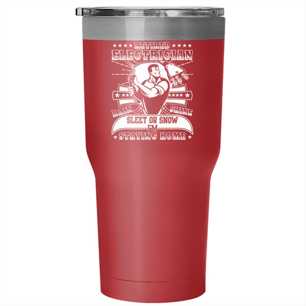 Retired Electrician Tumbler 30 oz Stainless Steel, Awesome Retirement Travel Mug