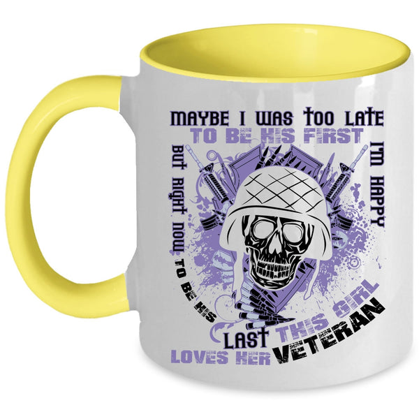 Cute Veteran's Wife Coffee Mug, This Girl Loves Her Veteran Accent Mug