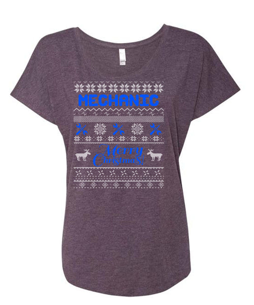 Mechanic Merry Christmas T Shirt, Being A Mechanic T Shirt, Cool Shirt (Ladies' Triblend Dolman Sleeve)