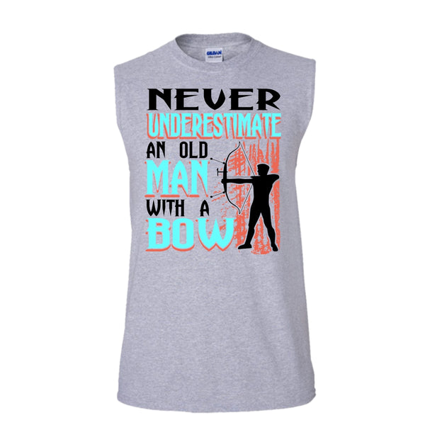 Never Underestimate T Shirt, Coolest Bow T Shirt, Awesome t-shirts (Men's Cotton Sleeveless)