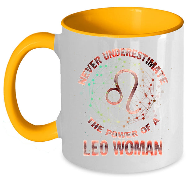 Birthday Coffee Mug, The Power Of A Leo Woman Accent Mug