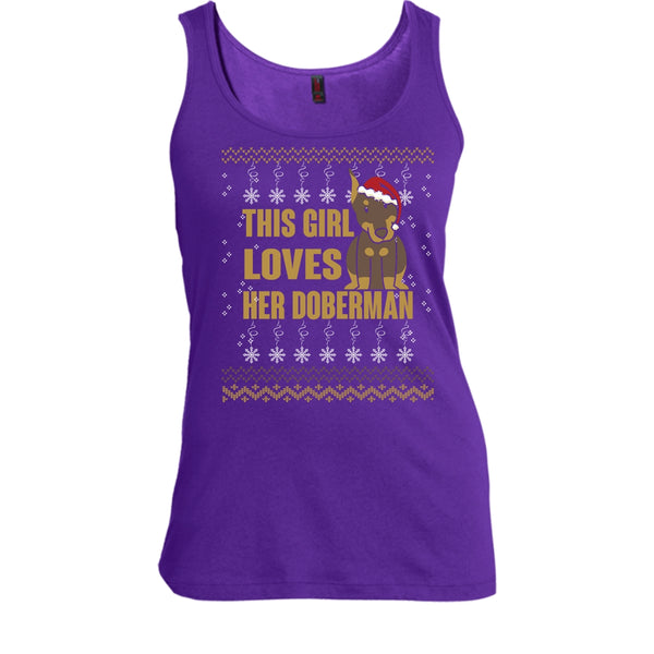 This Girls Loves Her Doberman T Shirt, Merry Christmas Tank Top