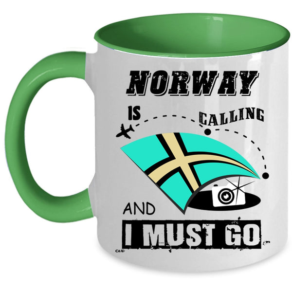 Awesome Traveler Coffee Mug, Norway Is Calling And I Must Go Accent Mug