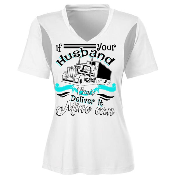 If Your Husband T Shirt, Can't Deliver It Mine Can T Shirt, Cool Shirt (Ladies LS Heather V-Neck)