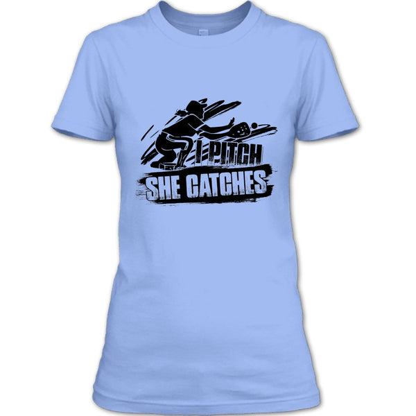 I Pitch She Catches T Shirt, Gift For Baseball Player T Shirt