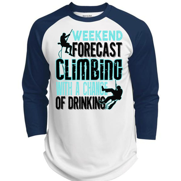 Weekend Forecast Climbing T Shirt, I Love Mountain T Shirt, Awesome T-Shirts  (Polyester Game Baseball Jersey)