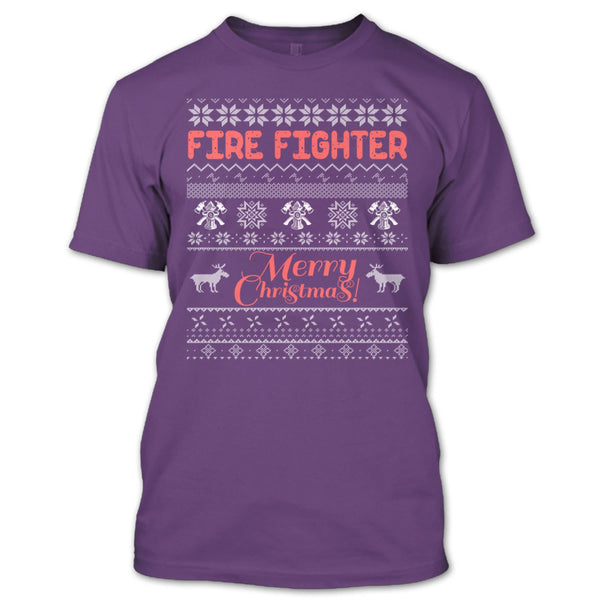 Fire Fighter Merry Christmas T Shirt, Coolest Firefighter T Shirt