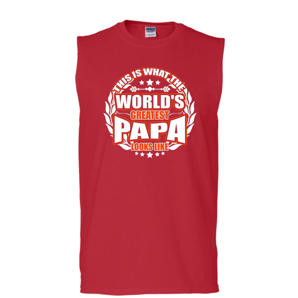 Worlds Greatest Papa T Shirt, Greatest Papa Look Like Tank Top (Men's Cotton Sleeveless)