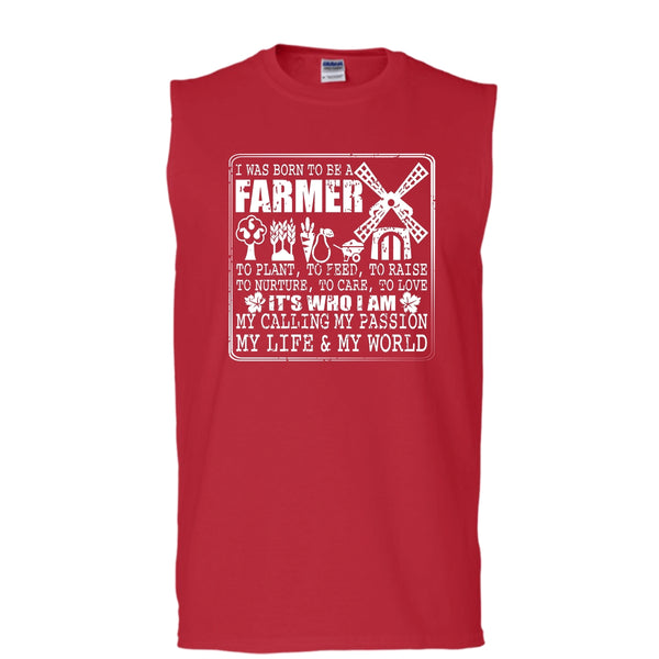 Born To Be A Farmer T Shirt, My Life And My World T Shirt, Cool T Shirt (Men's Cotton Sleeveless)