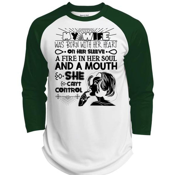My Wife Was Born With Her Heart T Shirt, I Love Wife T Shirt, Awesome T-Shirts  (Polyester Game Baseball Jersey)