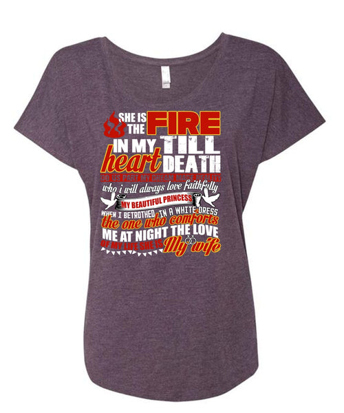 She Is The Fire T Shirt, She Is My Wife T Shirt, Cool Shirt (Ladies' Triblend Dolman Sleeve)