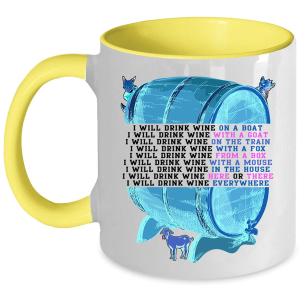 Gift For Beer Drinker Coffee Mug, I Will Drink Wine On A Boat Accent Mug