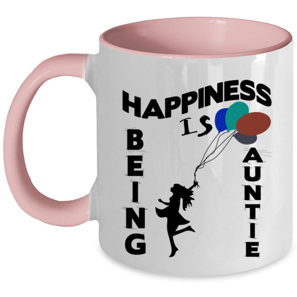 Cute Gift For My Aunt Coffee Mug, Happiness is Being Auntie Accent Mug