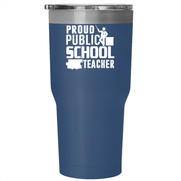 Proud Public School Teacher Tumbler 30 oz Stainless Steel, Cat Lovers Travel Mug