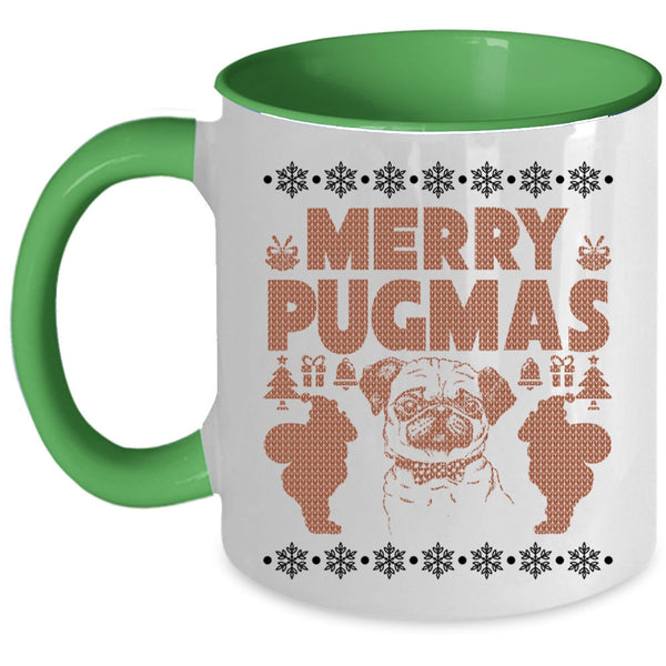 Christmas Gift For Pug Lover Coffee Mug, Merry Pugmas Accent Mug