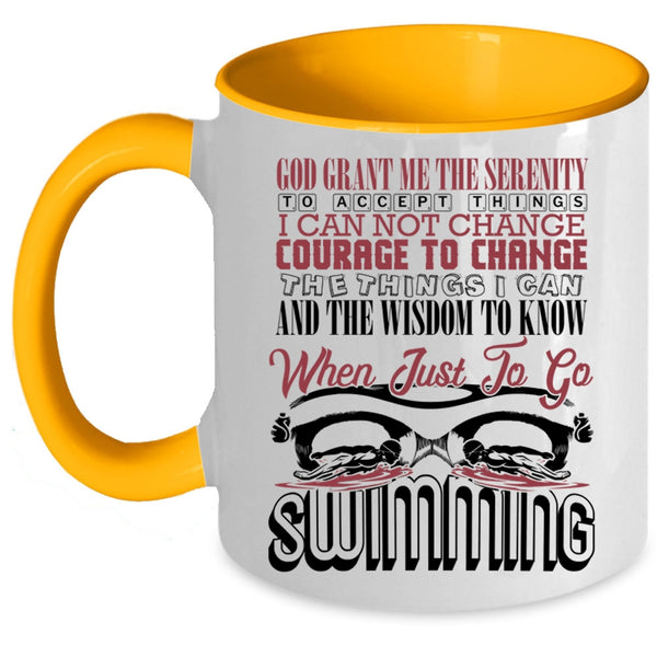 Funny Swimming Coffee Mug, Just To Go Swimming Accent Mug