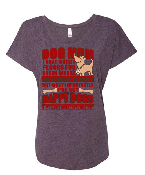 Dog Mom T Shirt, I Love My Dog T Shirt, Cool Shirt (Ladies' Triblend Dolman Sleeve)