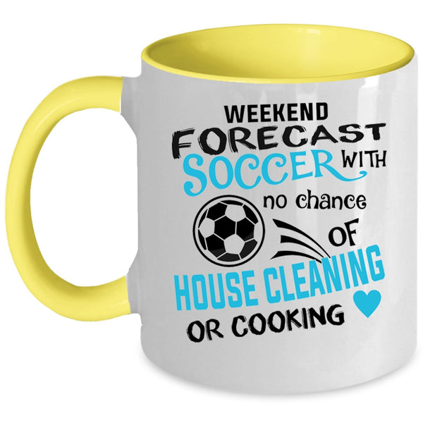 Funny Gift For Soccer Player Coffee Mug, Weekend Forecast Soccer Accent Mug