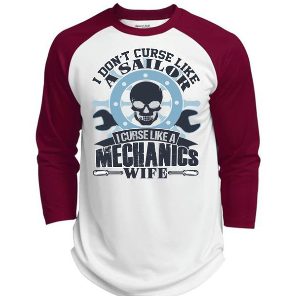 I Curse Like A Mechanic's Wife T Shirt, I Love Mechanic T Shirt, Awesome T-Shirts  (Polyester Game Baseball Jersey)