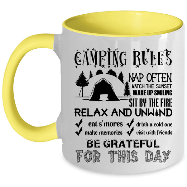 Funny Gift For My Friends Coffee Mug, Camping Rules Accent Mug