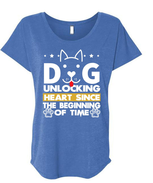 Dog Unlocking Heart T Shirt, My Favorite T Shirt, Cool Shirt (Ladies' Triblend Dolman Sleeve)