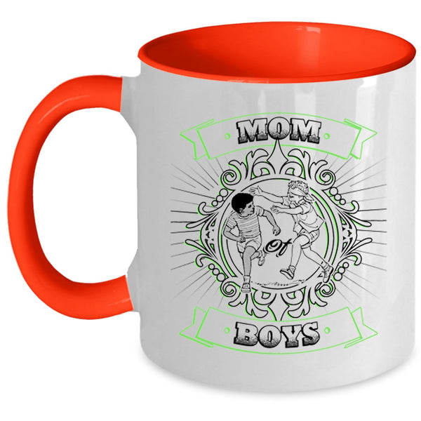 Mother And Sons Coffee Mug, Mom Of Boys Accent Mug