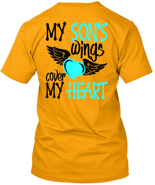My Son's Wings Cover My Heart T Shirt, I Love Son T Shirt