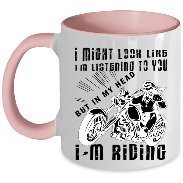 Cool Gift For Biker Coffee Mug, In My Head I'm Riding Accent Mug
