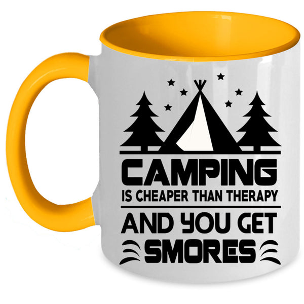 Cute Gift For Camper Coffee Mug, Camping Is Cheaper Accent Mug
