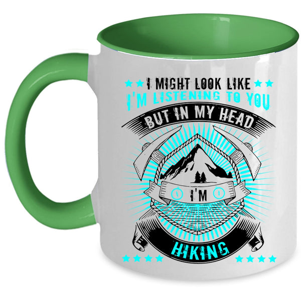 Outdoor Activity Coffee Mug, In My Head I'm Hiking Accent Mug