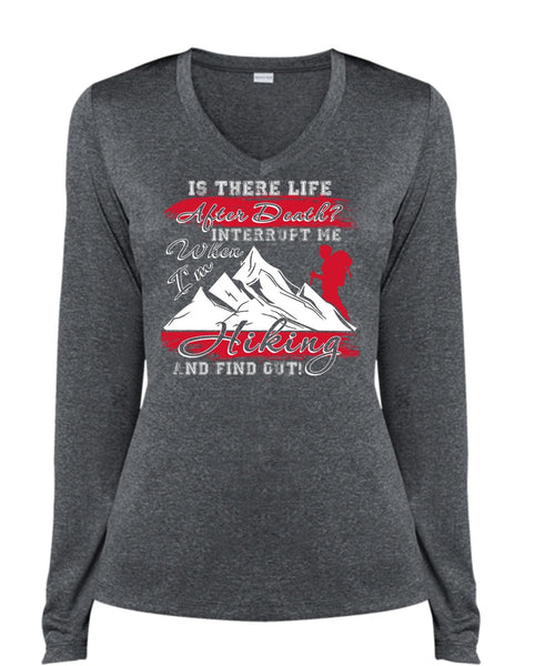I'm Hiking T Shirt, Being A Hiker T Shirt, Cool Shirt (Ladies LS Heather V-Neck)