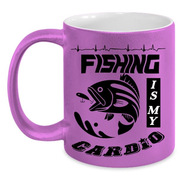 Awesome Fisher Coffee Mug, Fishing Is My Cardio Accent Mug