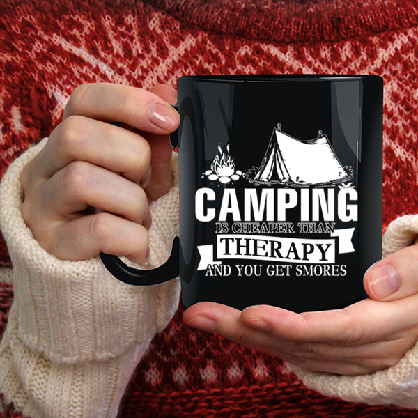 Camping Is Cheaper Than Therapy Coffee Mug, Funny Outdoor Coffee Cup