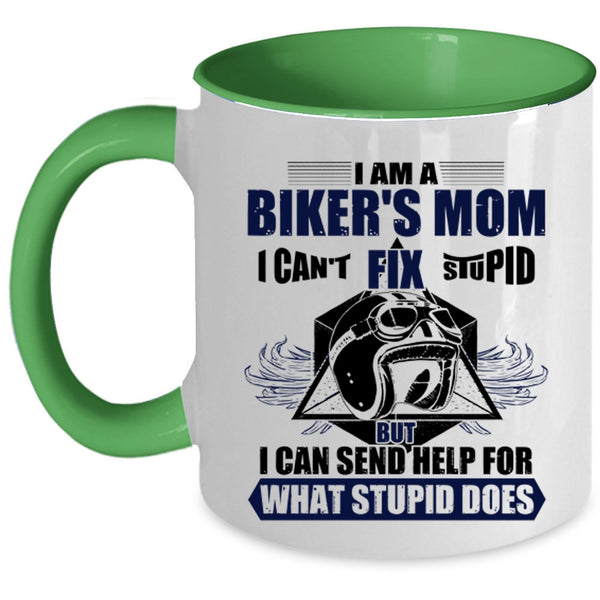 Cool Gift For Biker's Mom Coffee Mug, I Am A Biker's Mom Accent Mug