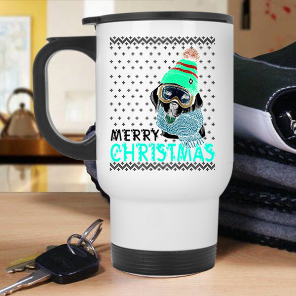 Cute Gift For Dog Lovers Travel Mug, Merry Christmas Mug